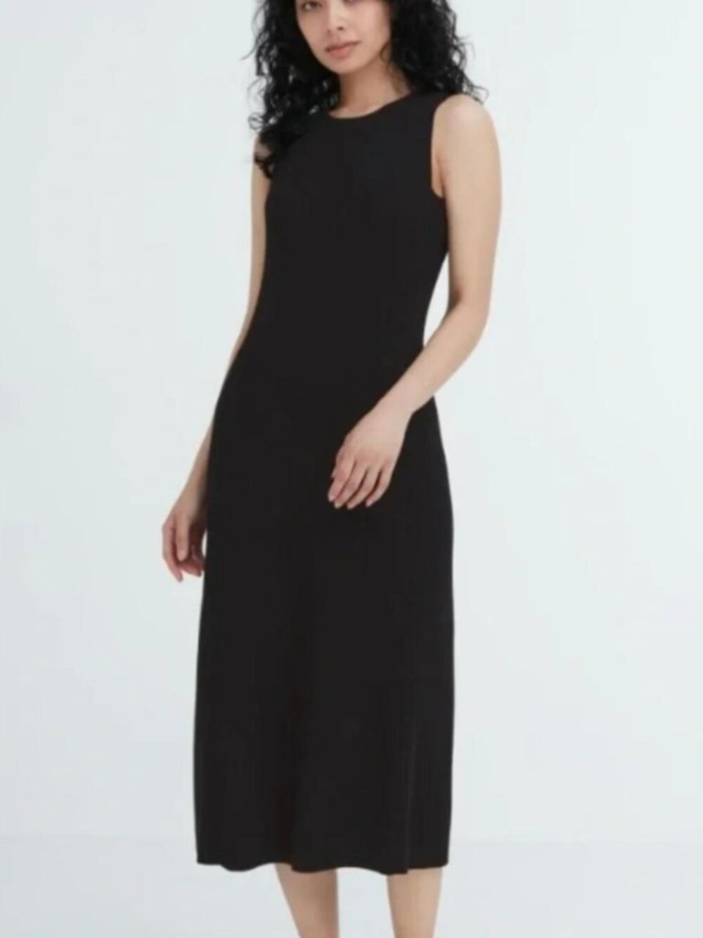 Uniqlo Black Ribbed Sleeveless Maxi Dress - Size M